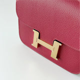 Hermes Constance Slim Wallet In Rouge Grenat With Gold Hardware - Found Fashion