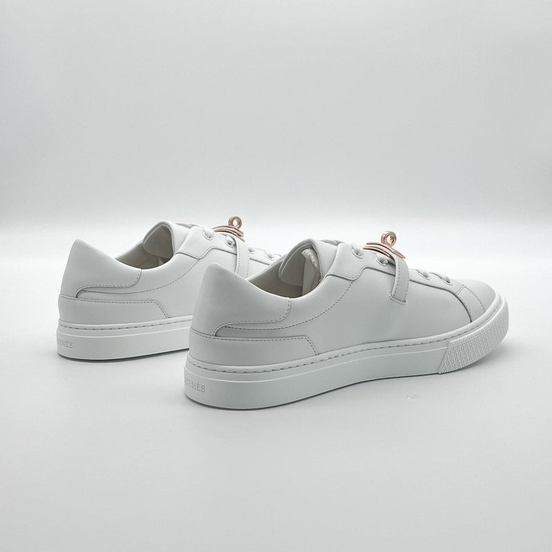 Hermès Day Sneaker | White & Rose Gold - Found Fashion