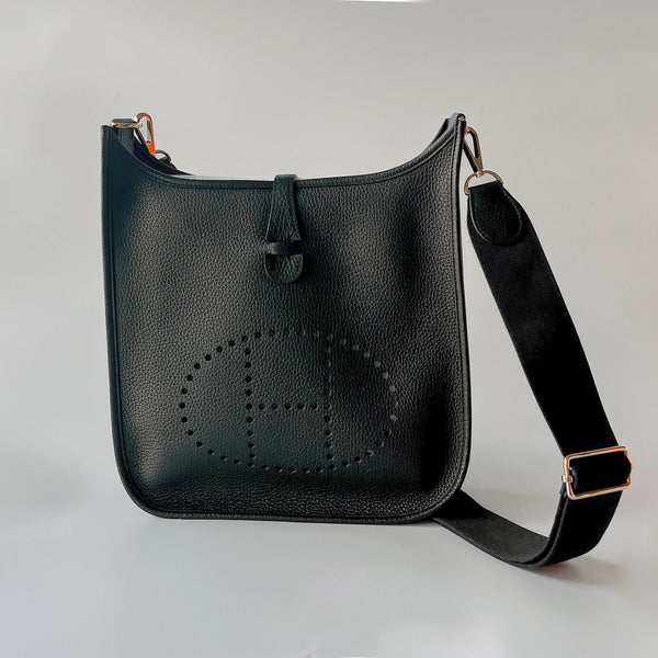 Hermes Evelyne III 29 Bag In Black (Noir) With Gold Hardware - Found Fashion