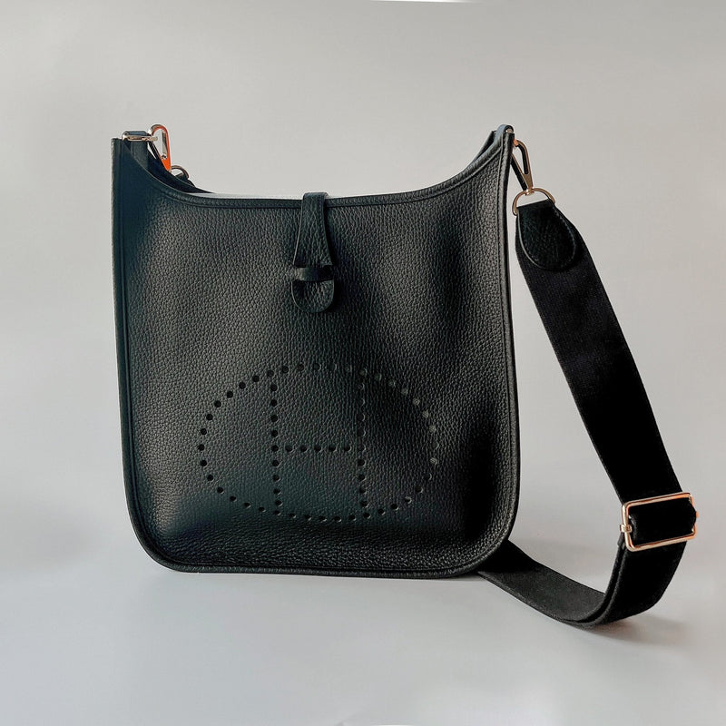 Hermes Evelyne III 29 Bag In Black (Noir) With Gold Hardware - Found Fashion
