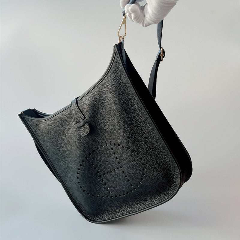 Hermes Evelyne III 29 Bag In Black (Noir) With Gold Hardware - Found Fashion