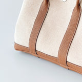 Hermes Garden Party 30 In Ecru Canvas and Abricot Negonda Leather - Found Fashion