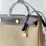 Hermes Herbag 31 In Trench And Ebene With Gold Hardware - Found Fashion