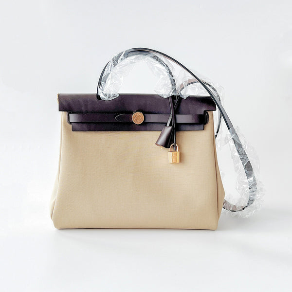 Hermes Herbag 31 In Trench And Ebene With Gold Hardware - Found Fashion