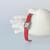 Hermes Heure H Watch With Diamonds, Fuchsia Alligator Strap, 21mm - Found Fashion