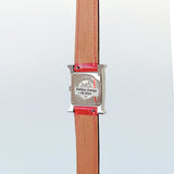 Hermes Heure H Watch With Diamonds, Fuchsia Alligator Strap, 21mm - Found Fashion