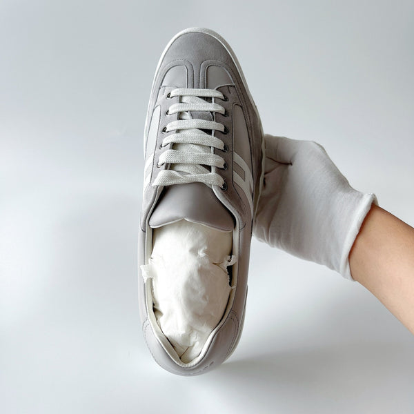 Hermès Homme Trail Sneaker | Grey and White | Size 45 - Found Fashion