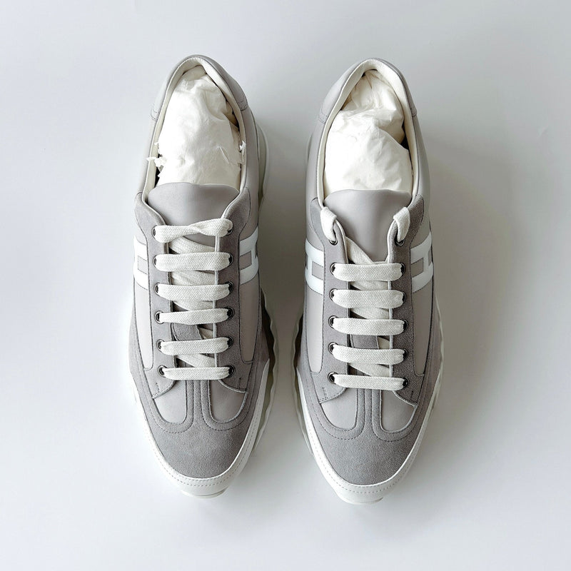 Hermès Homme Trail Sneaker | Grey and White | Size 45 - Found Fashion