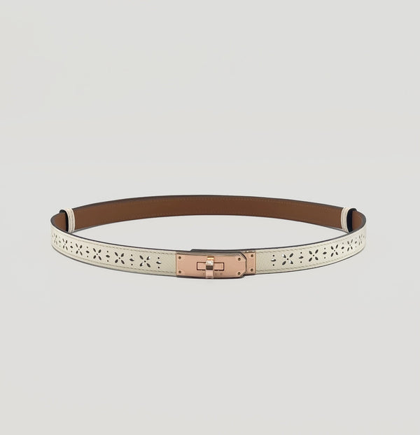 Hermès Kelly 18 Garden Party Belt | Nata Cream - Found Fashion