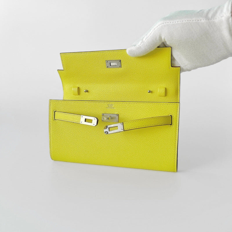 Hermes Kelly Classique To Go Wallet, In Jaune Citron Epsom Leather And Palladium Hardware, Yellow - Found Fashion