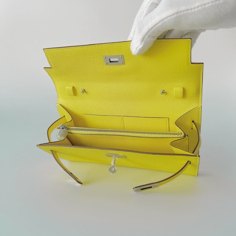 Hermes Kelly Classique To Go Wallet, In Jaune Citron Epsom Leather And Palladium Hardware, Yellow - Found Fashion