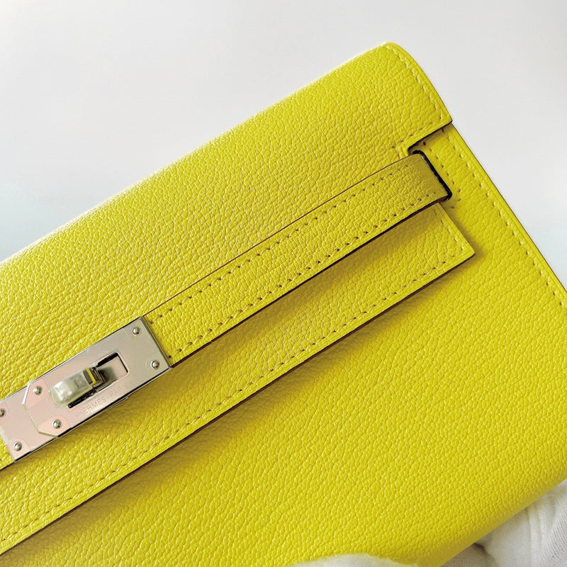 Hermes Kelly Classique To Go Wallet, In Jaune Citron Epsom Leather And Palladium Hardware, Yellow - Found Fashion