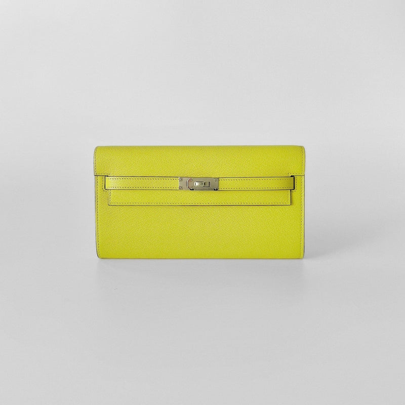 Hermes Kelly Classique To Go Wallet, In Jaune Citron Epsom Leather And Palladium Hardware, Yellow - Found Fashion