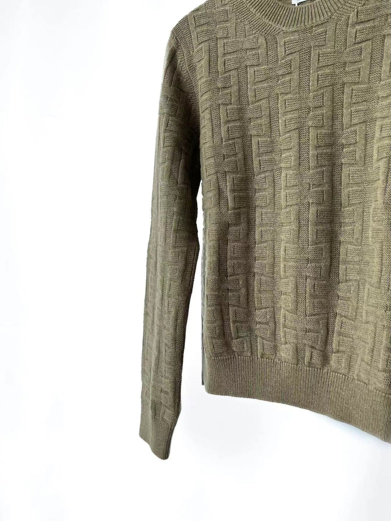 Hermes Long Sleeve Sweater In Wool | Green Vert Treillis | Size 40