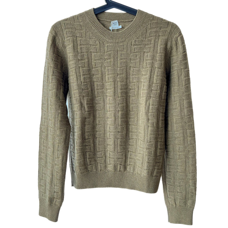 Hermes Long Sleeve Sweater In Wool | Green Vert Treillis | Size 40