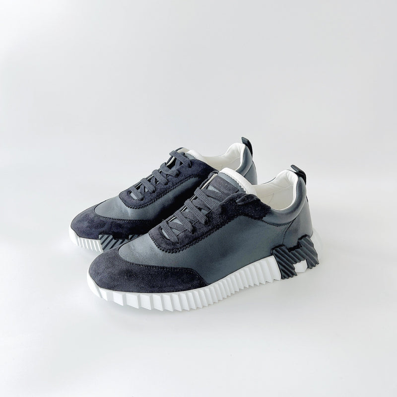 Hermes Men's Bouncing Sneaker In Black And White, Size 42.5 - Found Fashion