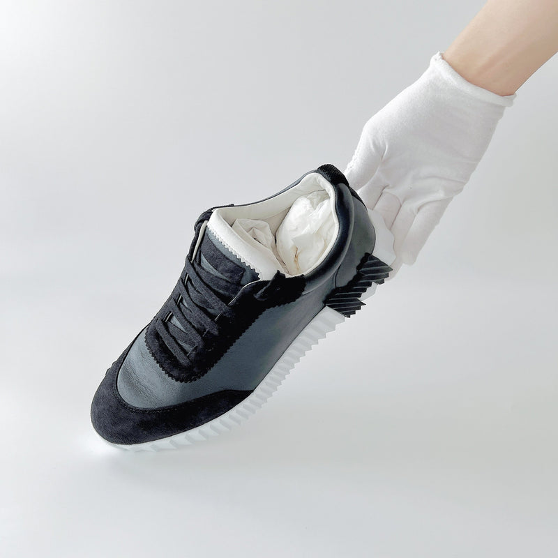 Hermes Men's Bouncing Sneaker In Black And White, Size 42.5 - Found Fashion