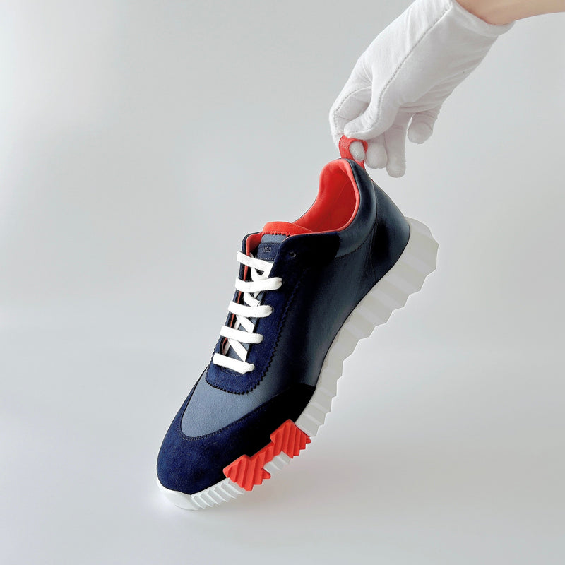 Hermes Men's Bouncing Sneaker In Marine Blue, Size 45 - Found Fashion