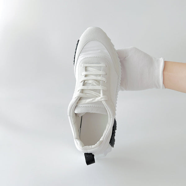 Hermes Men's Bouncing Sneaker In White And Black, Size 43 - Found Fashion