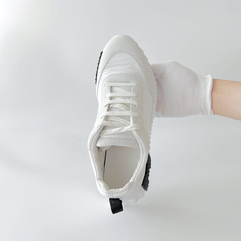 Hermes Men's Bouncing Sneaker In White And Black, Size 43 - Found Fashion