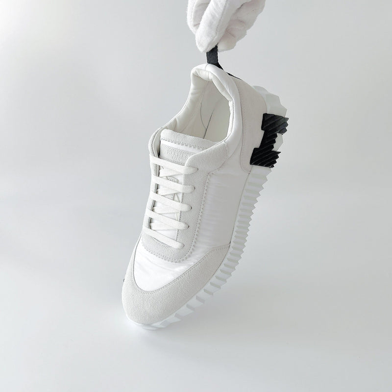 Hermes Men's Bouncing Sneaker In White And Black, Size 43 - Found Fashion