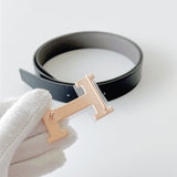 Hermes Men's H Belt With Reversible Leather Strap In Black And Stain - Found Fashion
