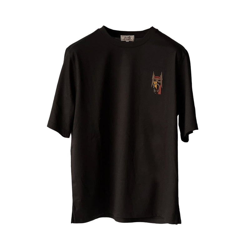 Hermes Men's Mini Patch Cuir T-Shirt In Black, Size L - Found Fashion