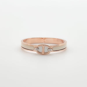 Hermès Mini Clic Chaine D'Ancre Bracelet, PM, Craie, Rose Gold Plated
