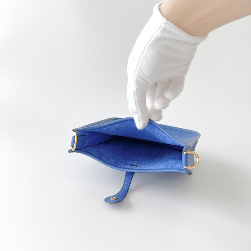 Hermes Mini Evelyne 16 Clemence In Bleu Royal With Gold Hardware - Found Fashion
