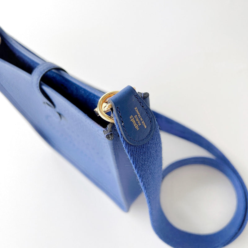 Hermes Mini Evelyne 16 Clemence In Bleu Royal With Gold Hardware - Found Fashion