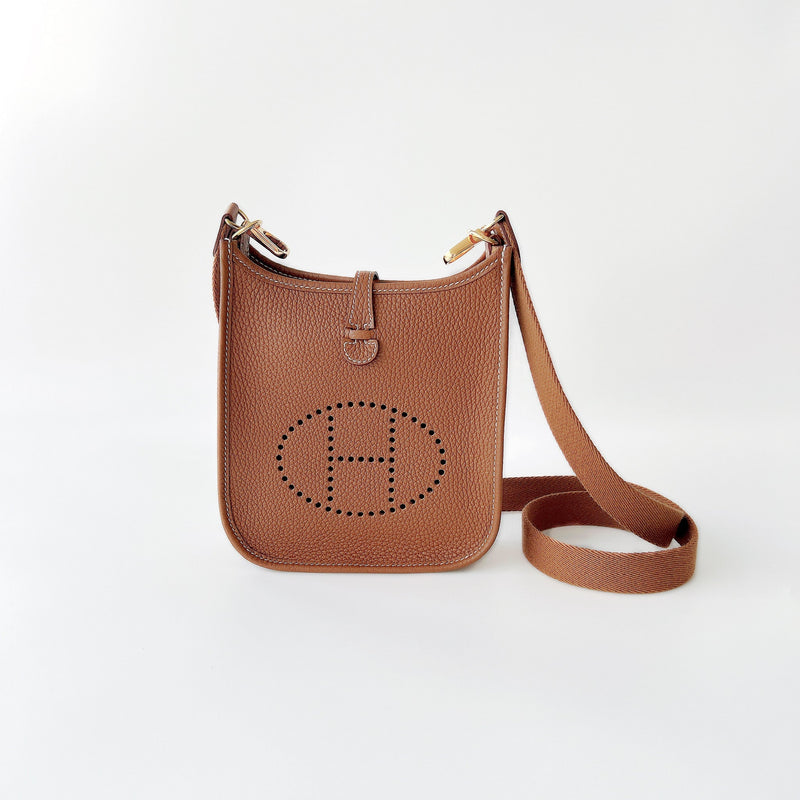Hermes Mini Evelyne 16 In Gold With Gold Hardware - Found Fashion