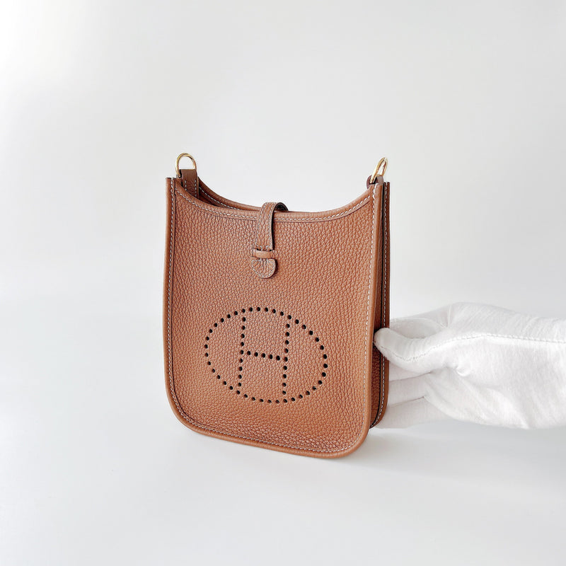 Hermes Mini Evelyne 16 In Gold With Gold Hardware - Found Fashion