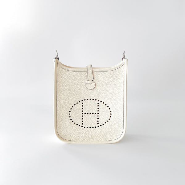 Hermes Mini Evelyne 16 In Nata With A Limited Edition Strap, Palladium Hardware - Found Fashion