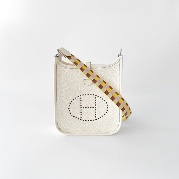 Hermes Mini Evelyne 16 In Nata With A Limited Edition Strap, Palladium Hardware - Found Fashion