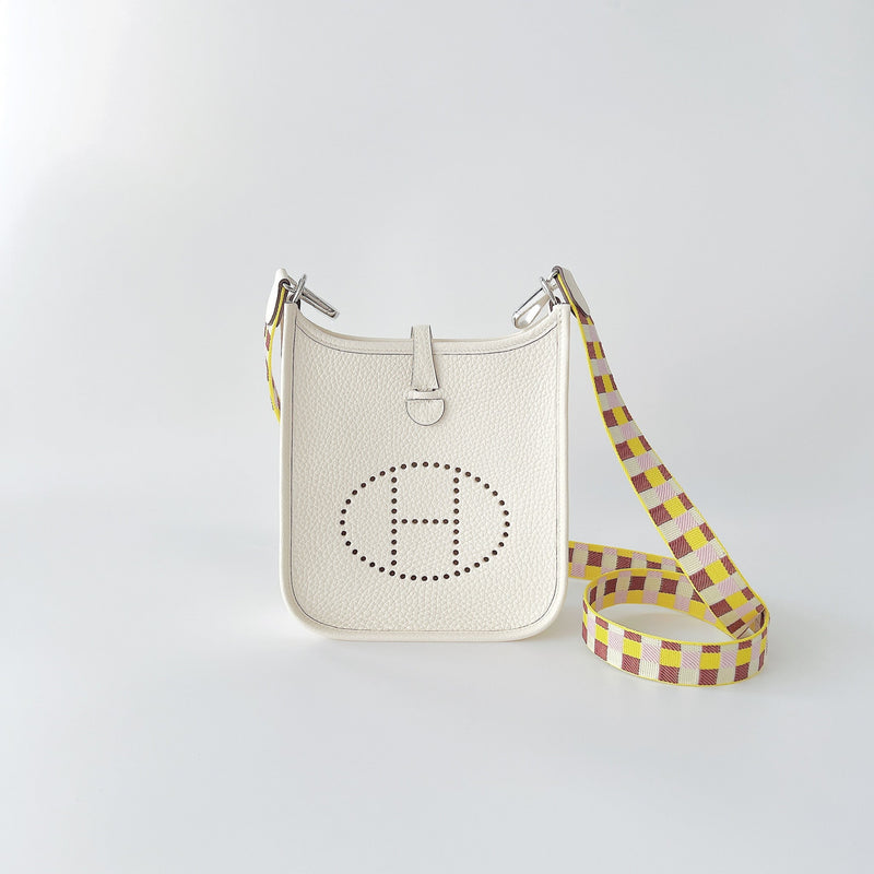 Hermes Mini Evelyne 16 In Nata With A Limited Edition Strap, Palladium Hardware - Found Fashion
