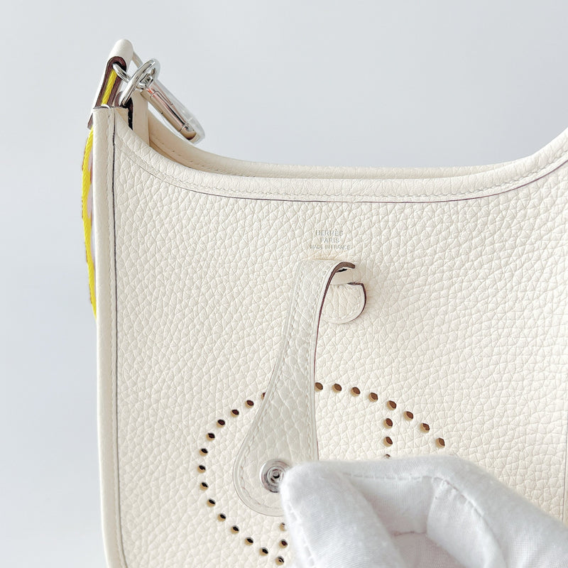 Hermes Mini Evelyne 16 In Nata With A Limited Edition Strap, Palladium Hardware - Found Fashion