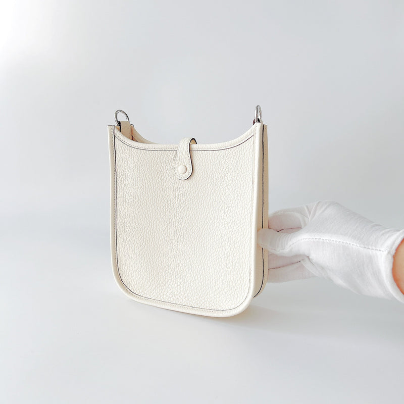 Hermes Mini Evelyne 16 In Nata With A Limited Edition Strap, Palladium Hardware - Found Fashion