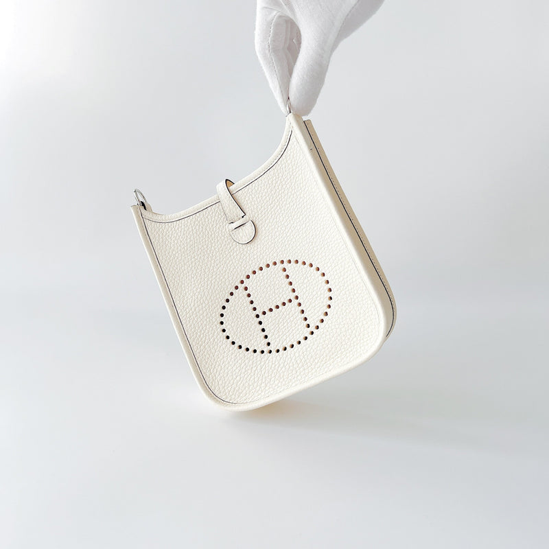 Hermes Mini Evelyne 16 In Nata With A Limited Edition Strap, Palladium Hardware - Found Fashion