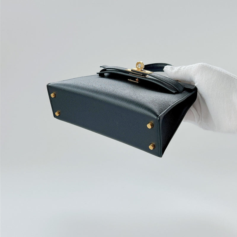 Hermes Mini Kelly II Sellier In Black With Gold Hardware, Epsom Leather - Found Fashion