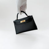 Hermes Mini Kelly II Sellier In Black With Gold Hardware, Epsom Leather - Found Fashion