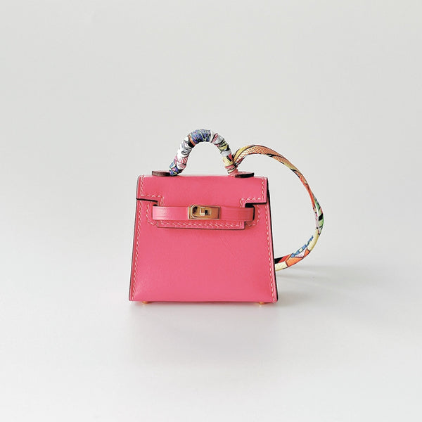 Hermes Mini Kelly Twilly Bag Charm In Lipstick Pink And Gold Hardware - Found Fashion