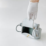 Hermes Mini Lindy In Bleu Pale Clemence Leather With Gold Hardware (Pale Blue) - Found Fashion