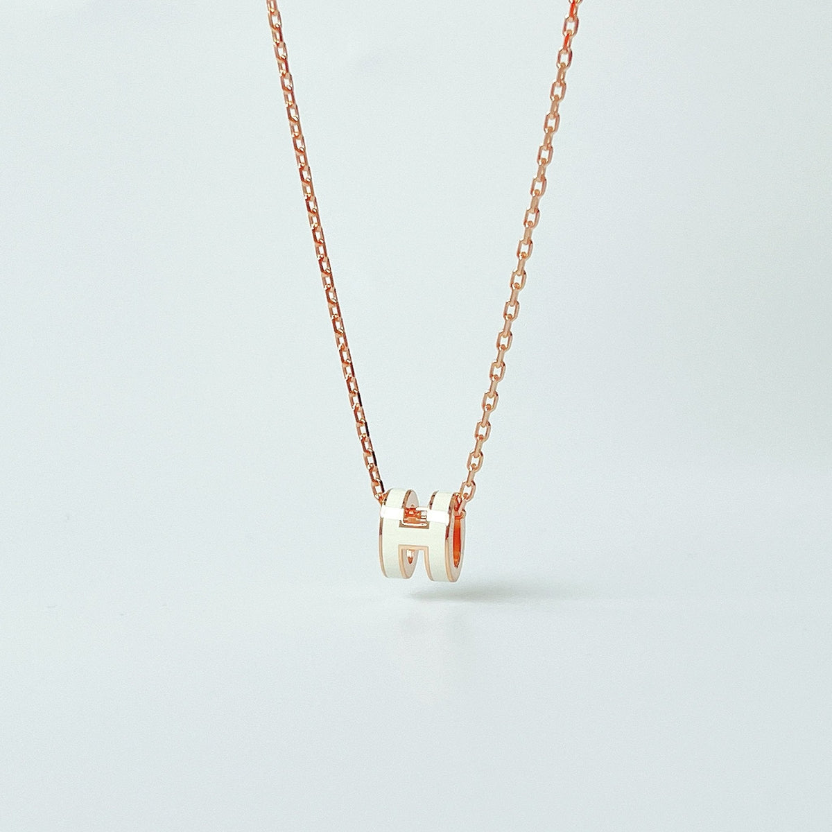 Hermès Mini Pop H Necklace, White, Rose Gold Hardware | Found Fashion