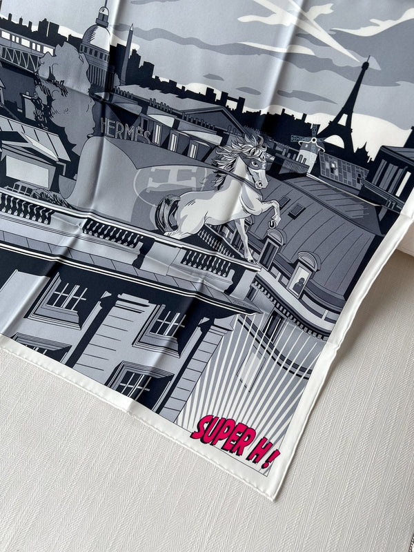 Hermès Minuit au Faubourg Scarf | White