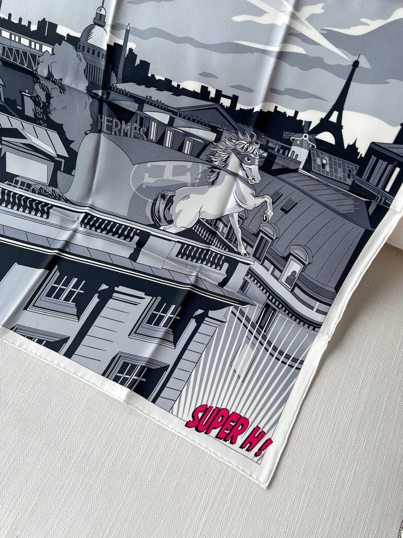 Hermès Minuit au Faubourg Scarf | White