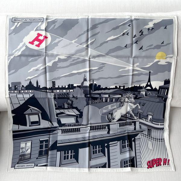 Hermès Minuit au Faubourg Scarf | White