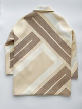 Hermes Mosaique Short Wool Coat In Beige Maputo | Size 38 - Found Fashion