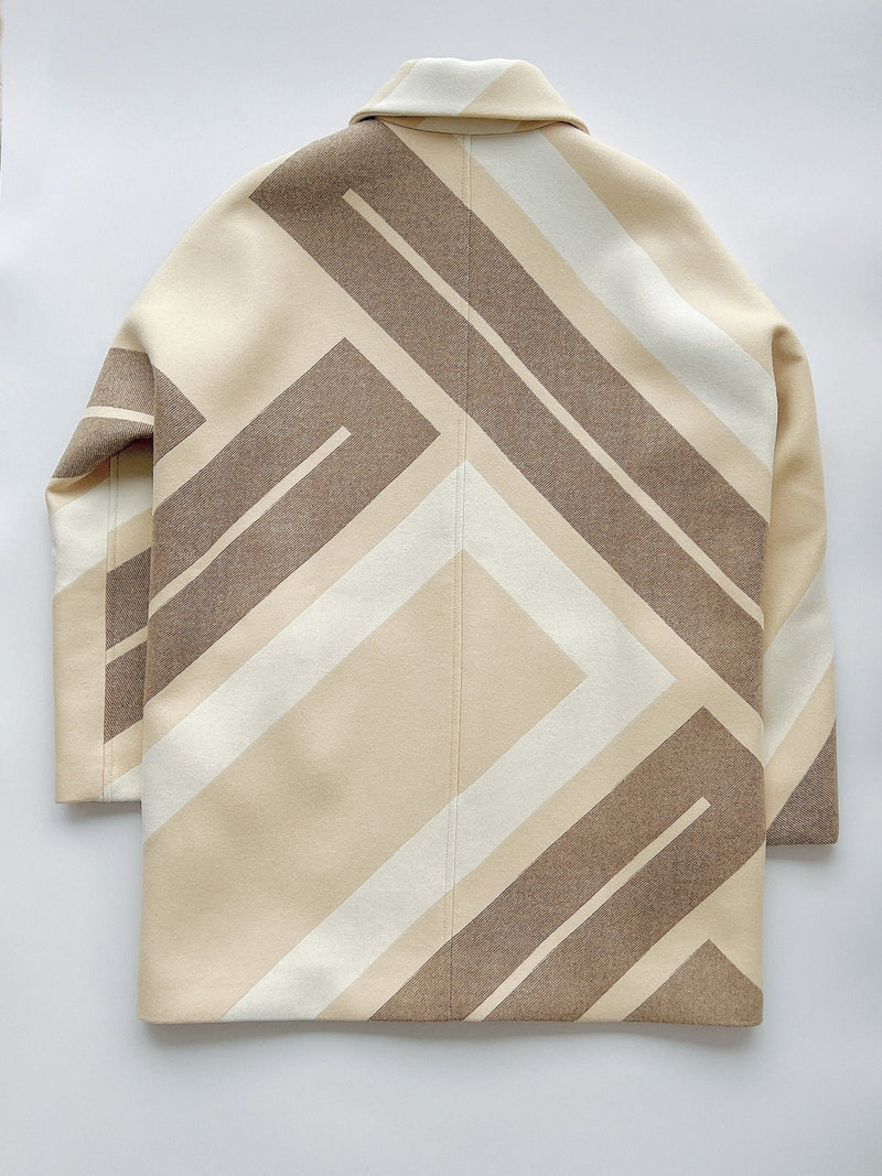 Hermes Mosaique Short Wool Coat In Beige Maputo | Size 38 - Found Fashion