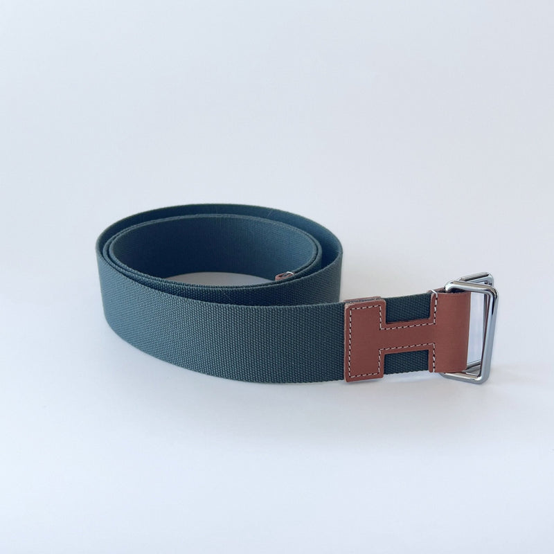 Hermes Nomade 40 Belt In Khaki With A Gold Leather Buckle - Found Fashion