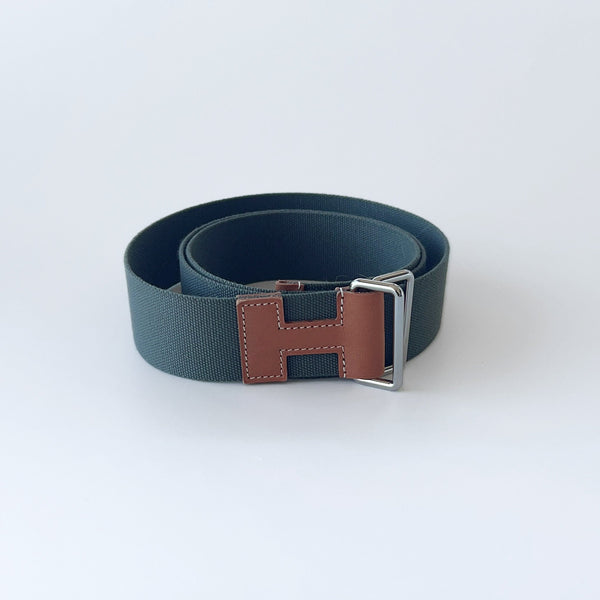 Hermes Nomade 40 Belt In Khaki With A Gold Leather Buckle - Found Fashion